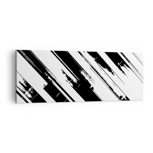 Bild auf Leinwand - Leinwandbild - Schwarz-weiße Linien und geometrische Muster im modernen Stil - 140x50cm - Eine intensive und dynamische Komposition - Moderne Wanddekoration für Wohnzimmer und Schlafzimmer ARTTOR