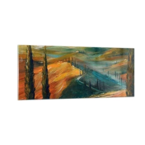 Glasbild - Bild auf glas - Toskanische Landschaft - 100x40 cm