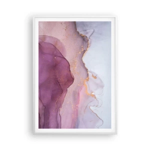 Poster in einem weißen Rahmen - Violett und lila Wellen - 70x100 cm