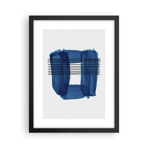 Poster in einem schwarzem Rahmen - Blaue und schwarze Komposition - 30x40 cm