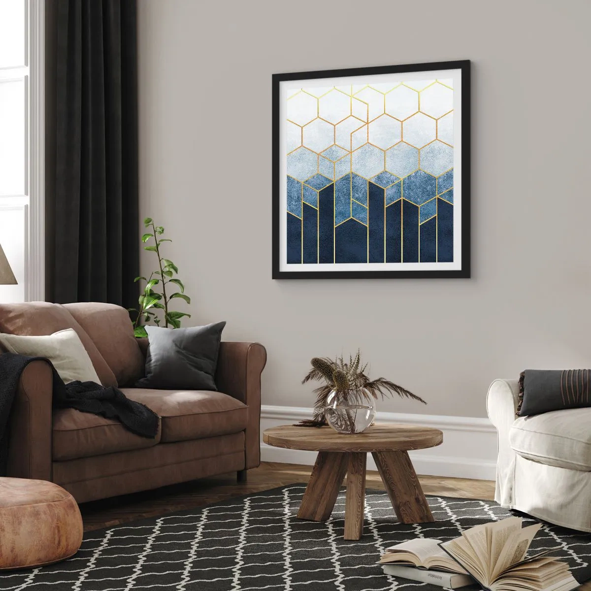 Poster in einem schwarzem Rahmen - Komposition im synkopischen Rhythmus - 60x60 cm