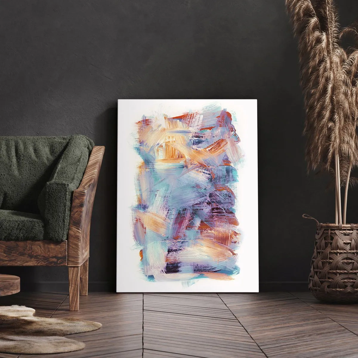 Bild auf Leinwand - Leinwandbild - Bunte Pinselstriche in einer abstrakten Komposition - 50x70cm - Buntes Durcheinander - Moderne Wanddekoration für Wohnzimmer und Schlafzimmer ARTTOR