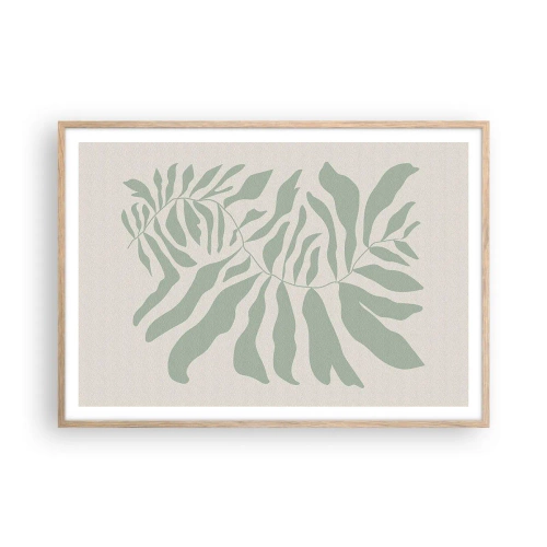 Poster in einem Rahmen aus heller Eiche - Smaragdzweig - 100x70 cm