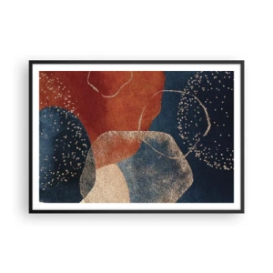 Poster in einem schwarzem Rahmen - Abstrakte Formen in Rot- und Blautönen - 100x70cm - Die Leichtigkeit des Seins - Moderne Wanddekoration für Wohnzimmer und Schlafzimmer ARTTOR