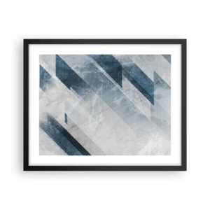 Poster in einem schwarzem Rahmen - Räumliche Komposition - graue Bewegung - 50x40 cm