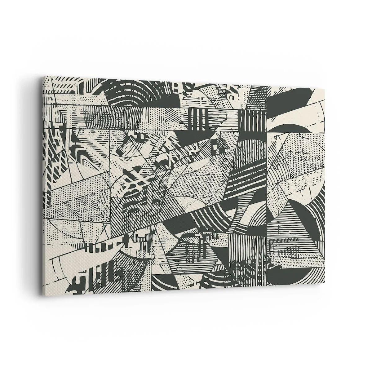 Bild auf Leinwand - Leinwandbild - Geometrische abstrakte Muster in Grüntönen auf hellem Hintergrund - 120x80cm - Die Dynamik der Gegenwart - Moderne Wanddekoration für Wohnzimmer und Schlafzimmer ARTTOR