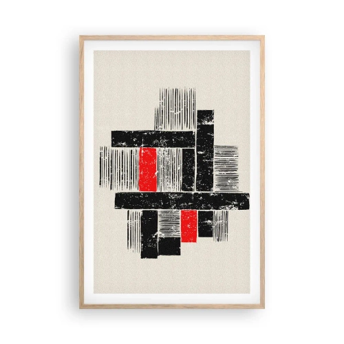 Poster in einem Rahmen aus heller Eiche - Rot und Schwarz - 61x91 cm