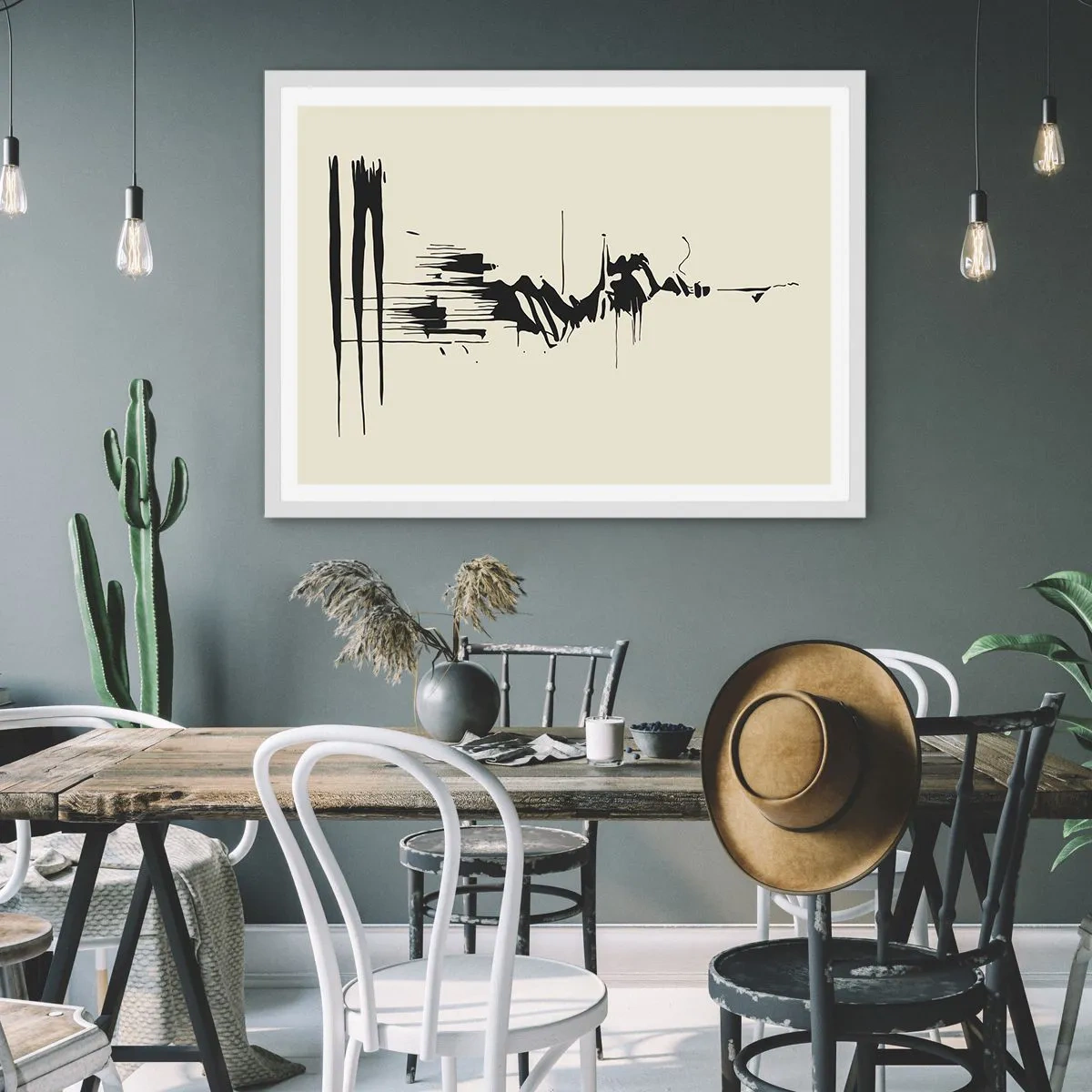 Poster in einem weißen Rahmen - Hastige Abstraktion - 70x50 cm