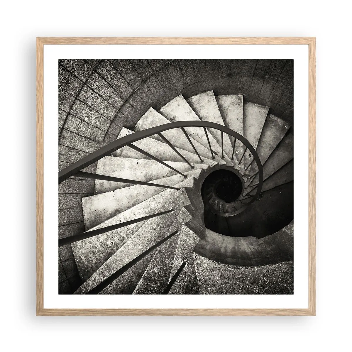 Poster in einem Rahmen aus heller Eiche - Treppe hoch, Treppe runter - 60x60 cm