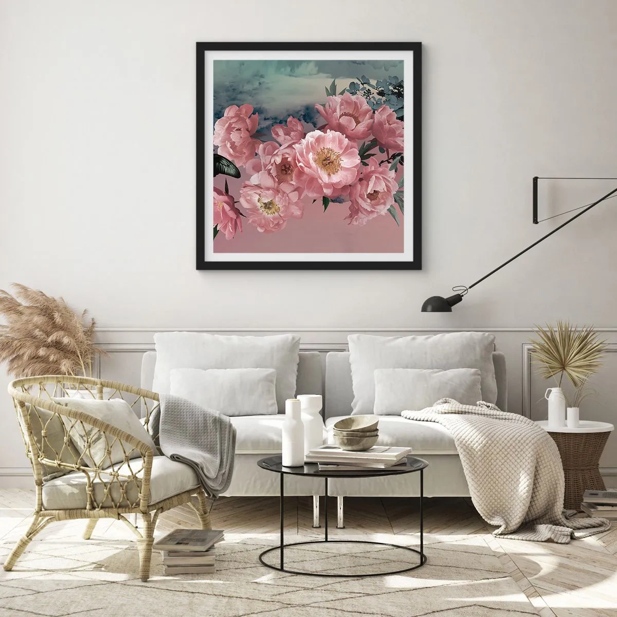 Poster in einem schwarzem Rahmen - Der Höhepunkt der Romantik - 40x40 cm