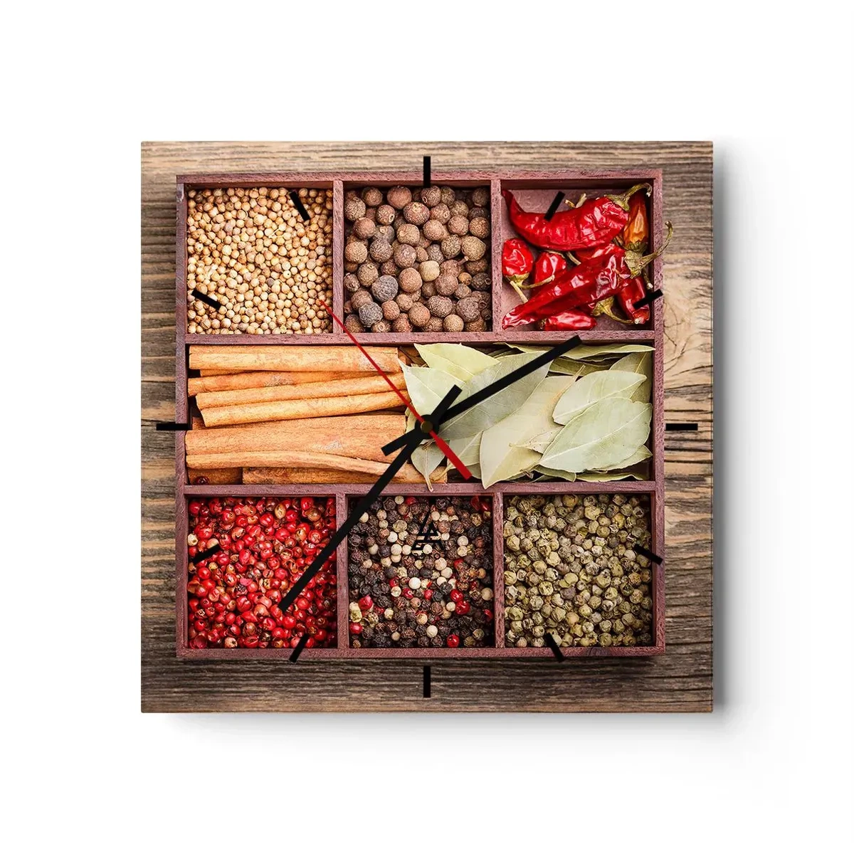 Wanduhr - Glasuhr - Ordnung der Formen, Bouquet von Aromen - 40x40 cm