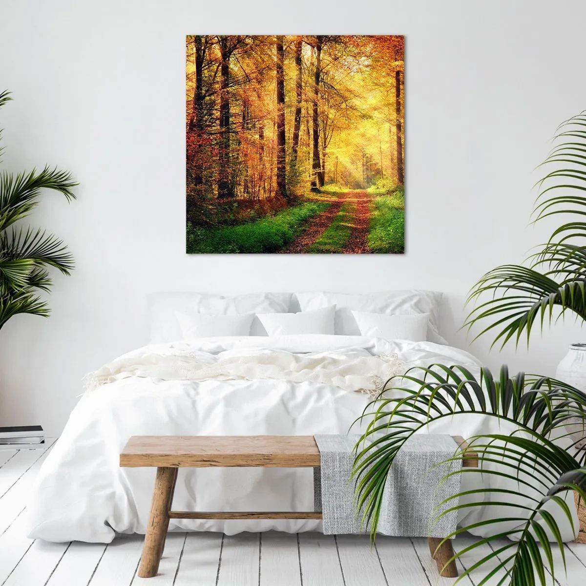 Bild auf Leinwand - Leinwandbild - Waldgoldene Stille - 40x40 cm
