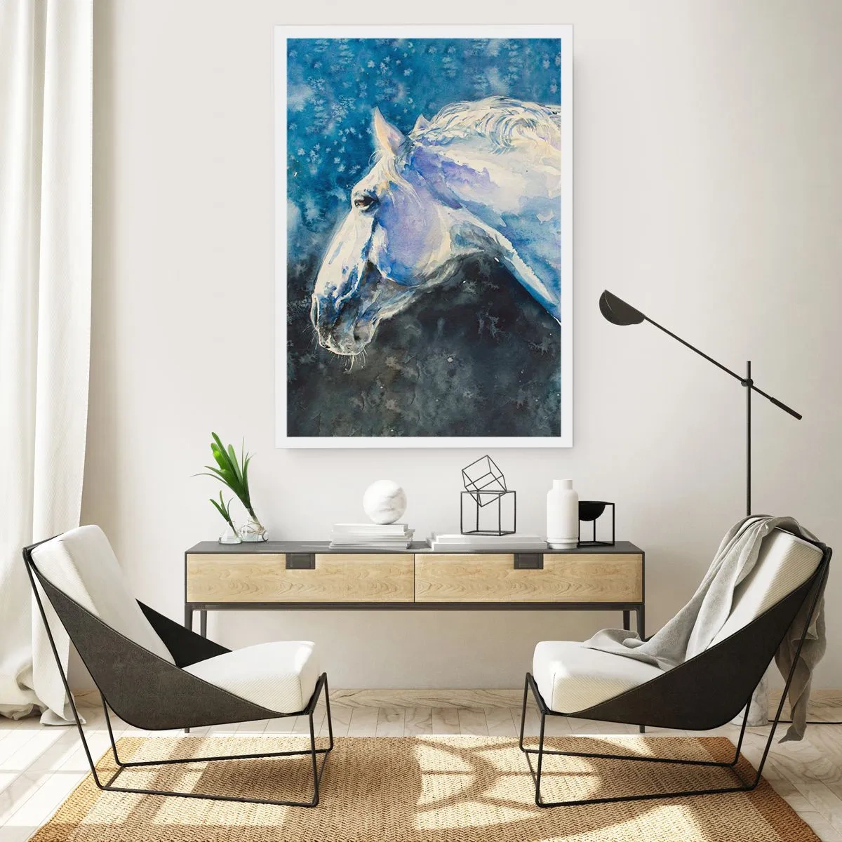 Poster - Porträt in blauem Glanz - 40x50 cm