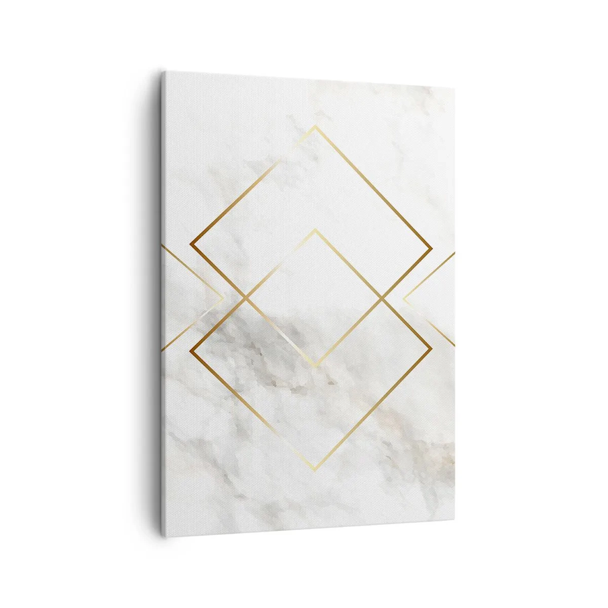 Bild auf Leinwand - Leinwandbild - Minimalistische goldene Rauten auf Marmorhintergrund - 50x70cm - Ein Blick in die Unendlichkeit - Moderne Wanddekoration für Wohnzimmer und Schlafzimmer ARTTOR