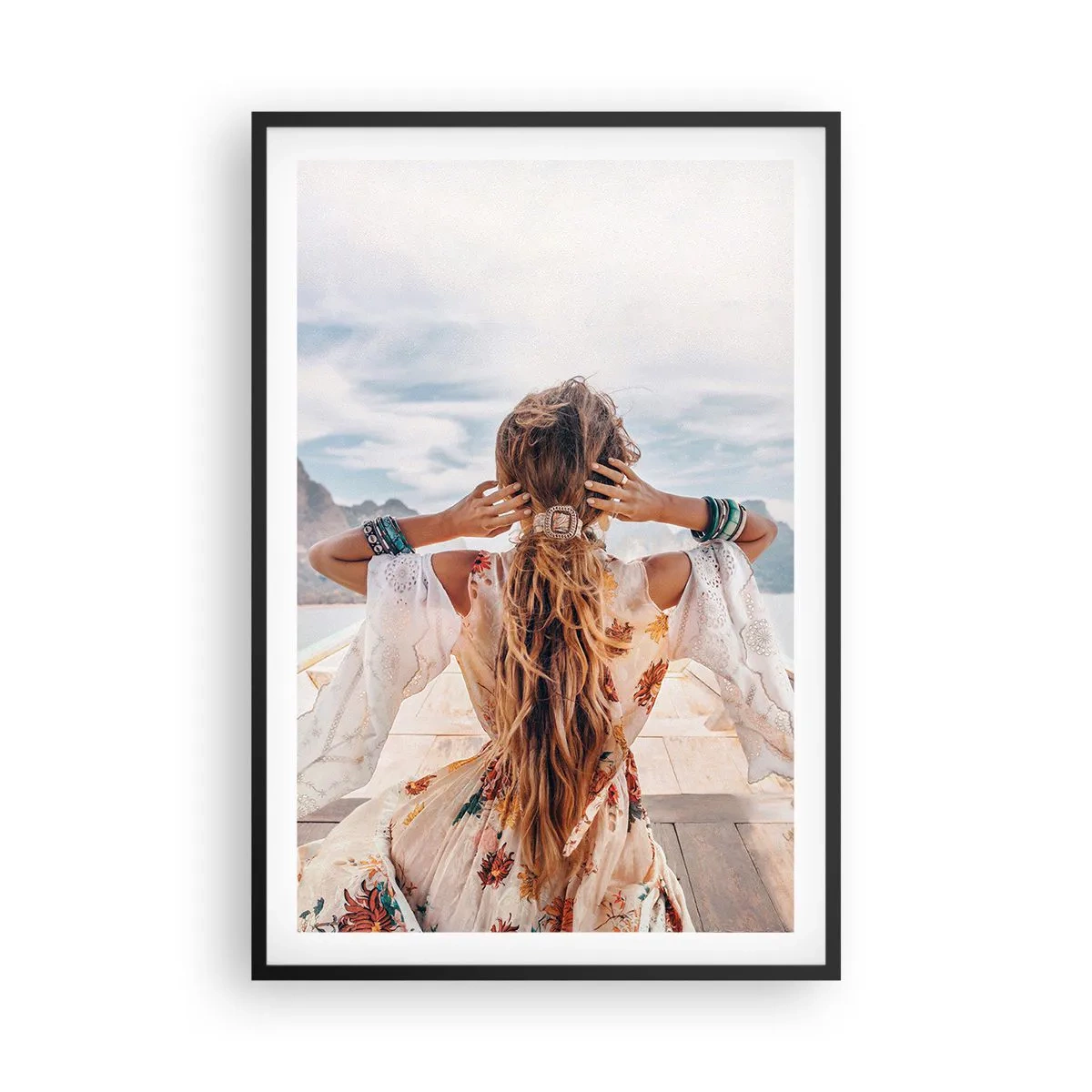 Poster in einem schwarzem Rahmen - Auf dem Weg zum Glück - 61x91 cm