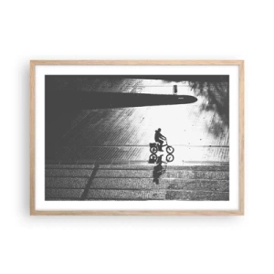 Poster in einem Rahmen aus heller Eiche - Vor sich hin durch die Stadt - 70x50 cm