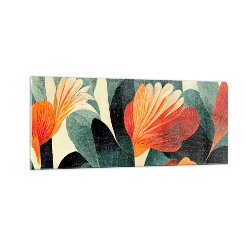 Glasbild - Bild auf glas - Hitze der Tropen und Kühle des Grüns - 100x40 cm