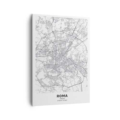 Bild auf Leinwand - Leinwandbild - Ein Stadtplan im minimalistischen Stil mit zarten Linien - 50x70cm - Römischer Kreis - Moderne Wanddekoration für Wohnzimmer und Schlafzimmer ARTTOR