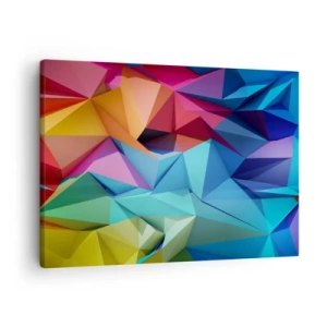 Bild auf Leinwand - Leinwandbild - Bunte geometrische Abstraktion in lebendigen Farben - 70x50cm - Regenbogen-Origami - Moderne Wanddekoration für Wohnzimmer und Schlafzimmer ARTTOR