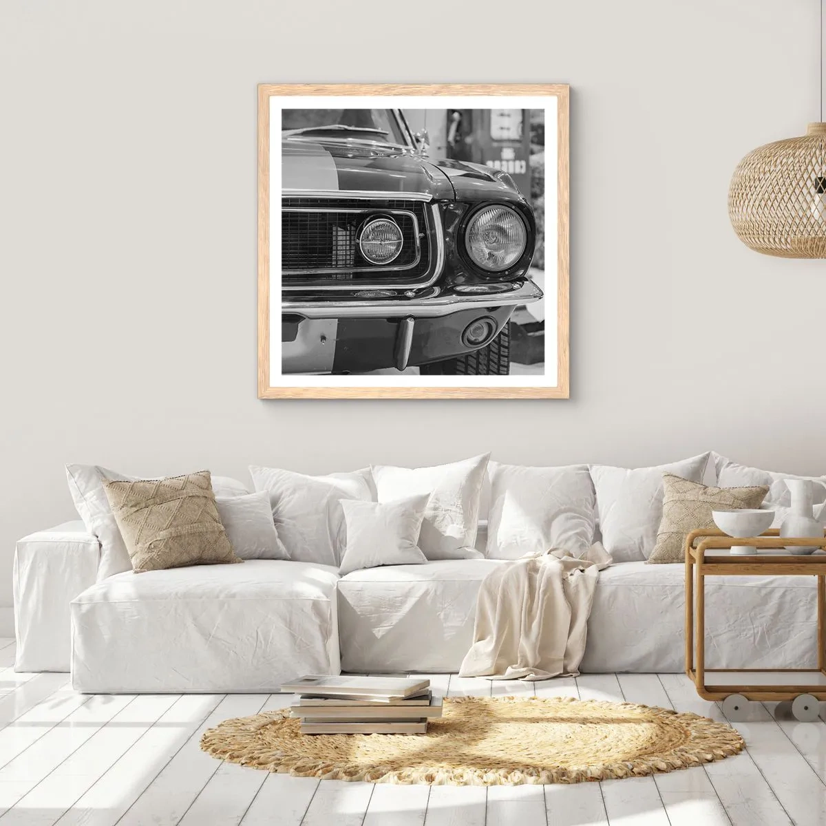 Poster in einem Rahmen aus heller Eiche - Wilder Ritt - 60x60 cm