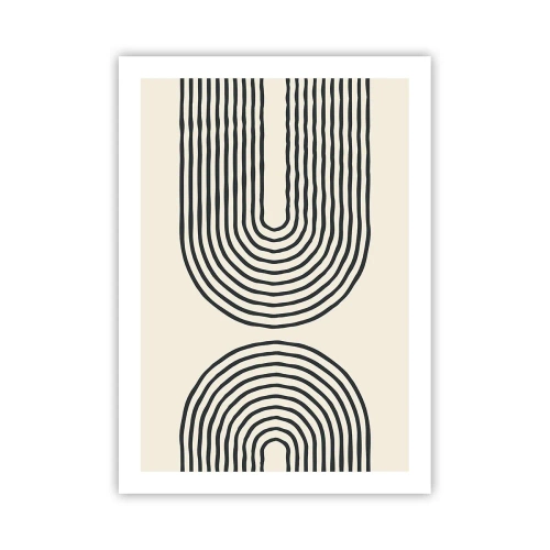 Poster - Ein abstraktes Muster mit Linien, die symmetrische Bögen im minimalistischen Stil bilden. - 50x70cm - In einem Moment ... - Moderne Wanddekoration für Wohnzimmer und Schlafzimmer ARTTOR