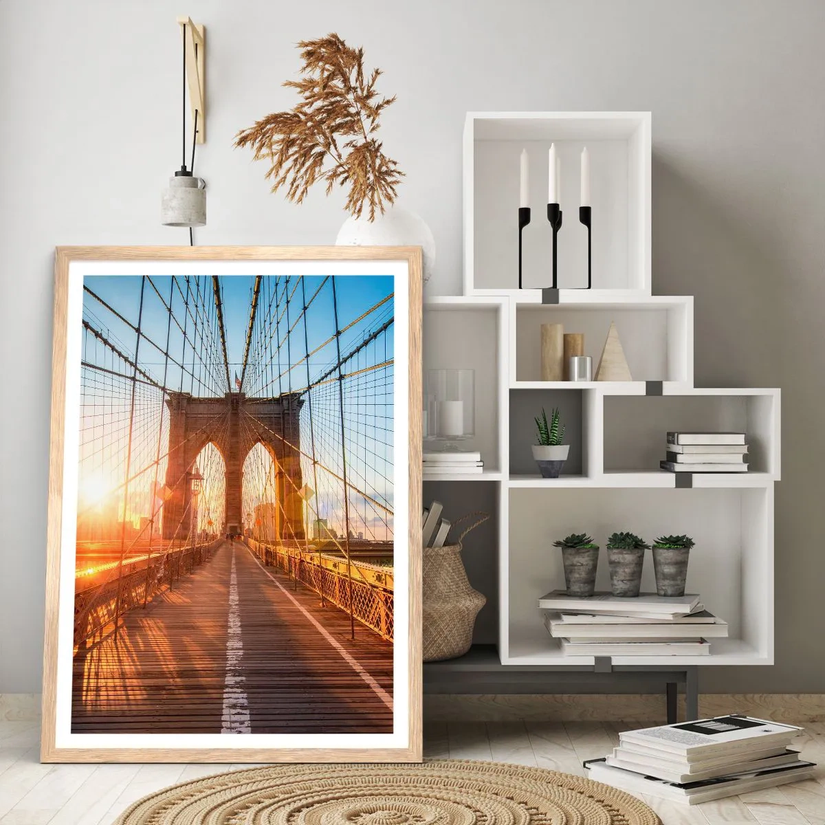 Poster in einem Rahmen aus heller Eiche - Auf der goldenen Brücke - 50x70 cm