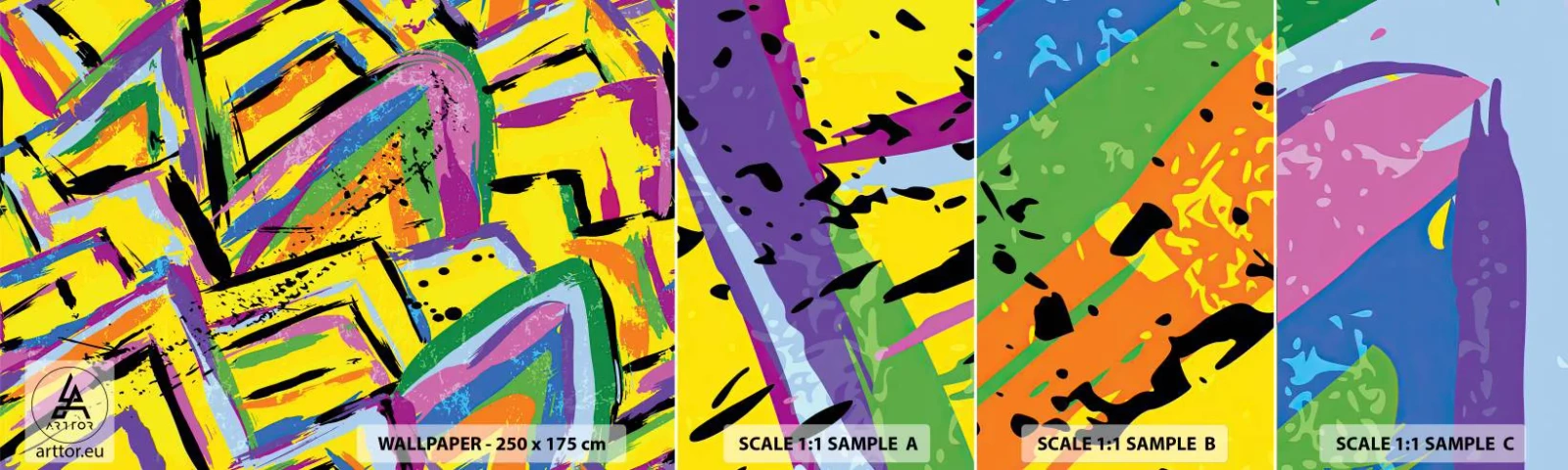 Fototapetenmuster Standard Eco - Bis sie vor Freude schreit - Abstraktion, Stück, Malerei - 100x30 cm