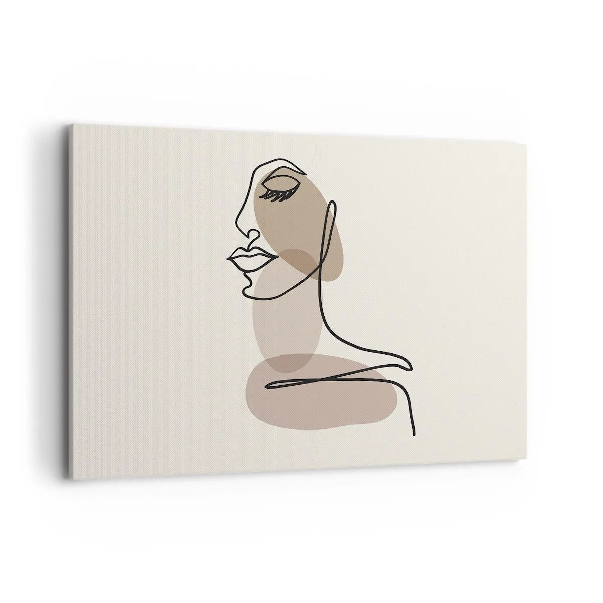 Bild auf Leinwand - Leinwandbild - Minimalistisches Frauengesicht mit abstrakten Flecken - 120x80cm - Sich selbst zugehört - Moderne Wanddekoration für Wohnzimmer und Schlafzimmer ARTTOR