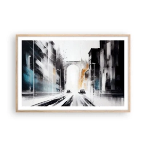 Poster in einem Rahmen aus heller Eiche - Stadtstudie: Architektur und Bewegung - 91x61 cm