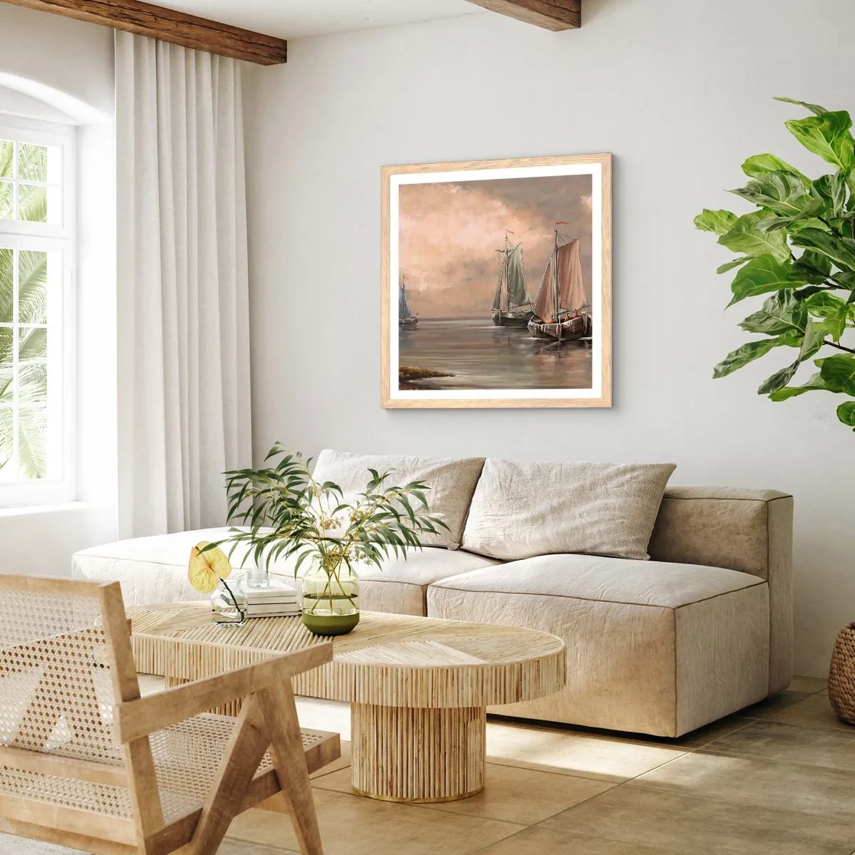 Poster in einem Rahmen aus heller Eiche - Die Rückkehr der Matrosen - 30x30 cm