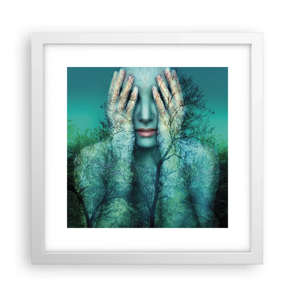 Poster in einem weißen Rahmen - Eingetaucht in Blau - 30x30 cm