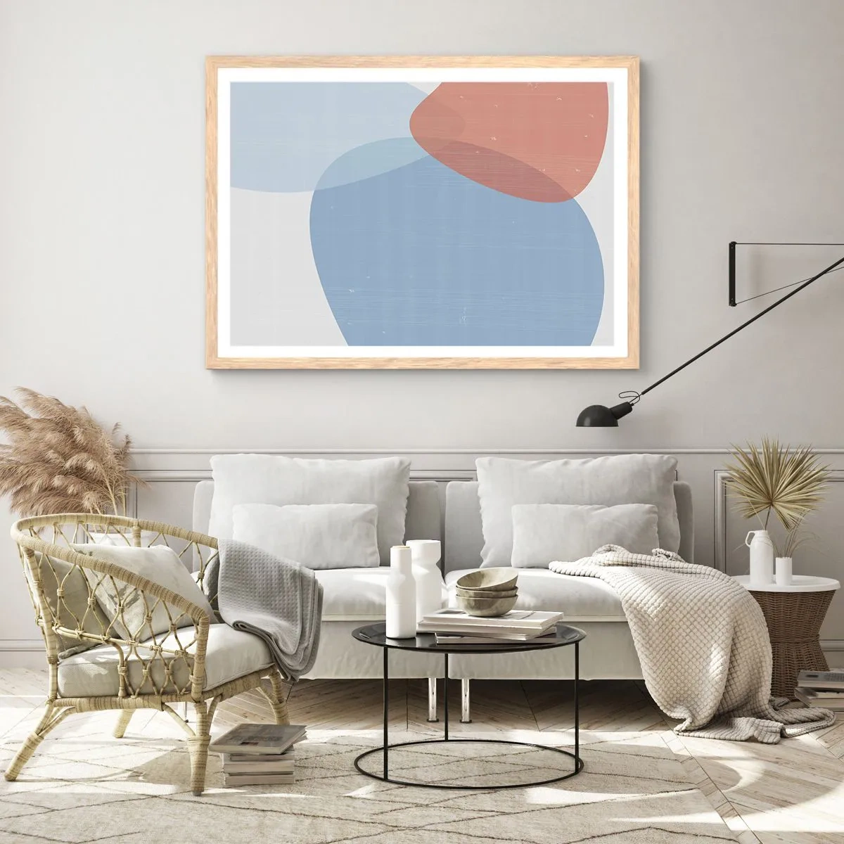 Poster in einem Rahmen aus heller Eiche - Pastellbeziehungen - 100x70 cm