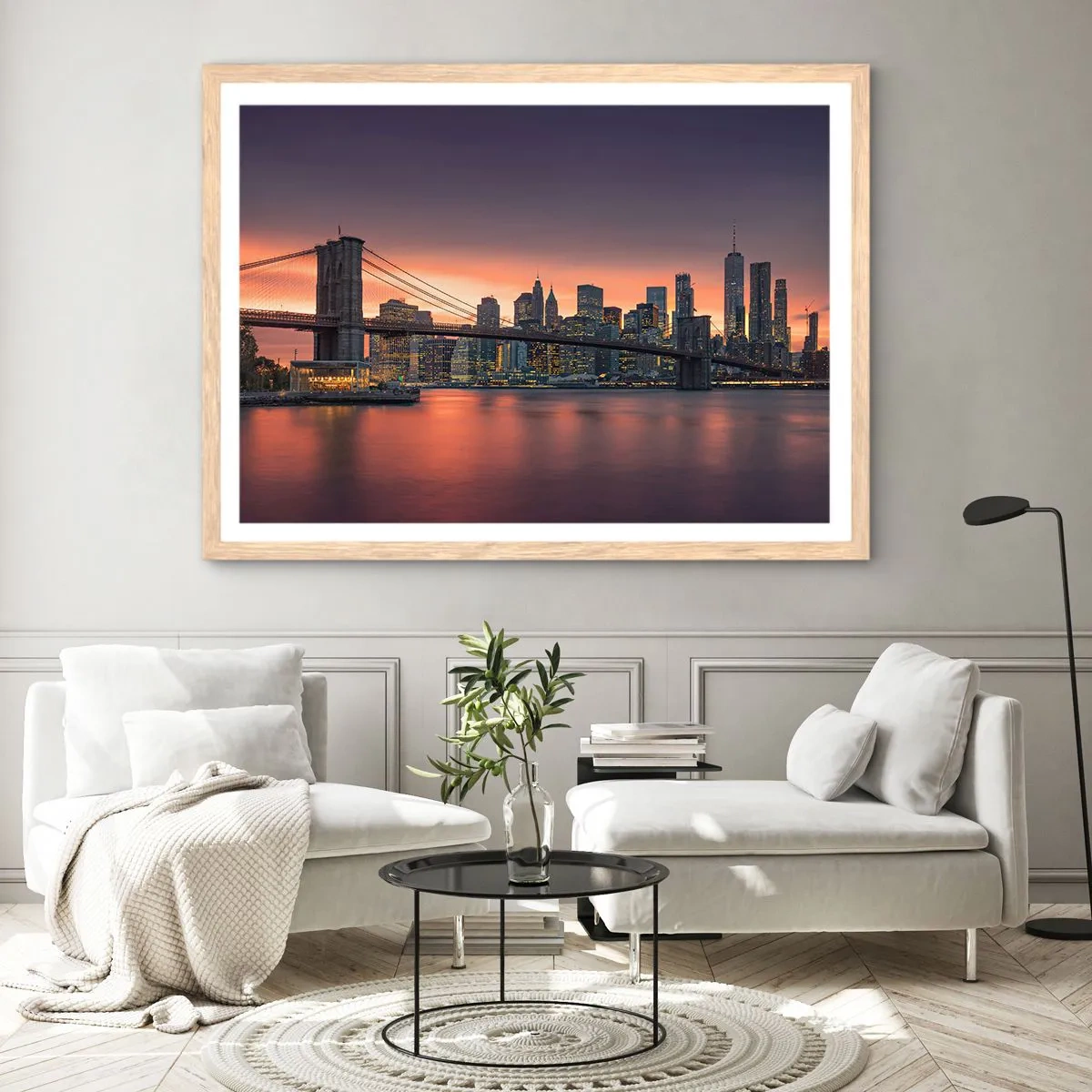 Poster in einem Rahmen aus heller Eiche - Eingetaucht in lila Stille - 100x70 cm