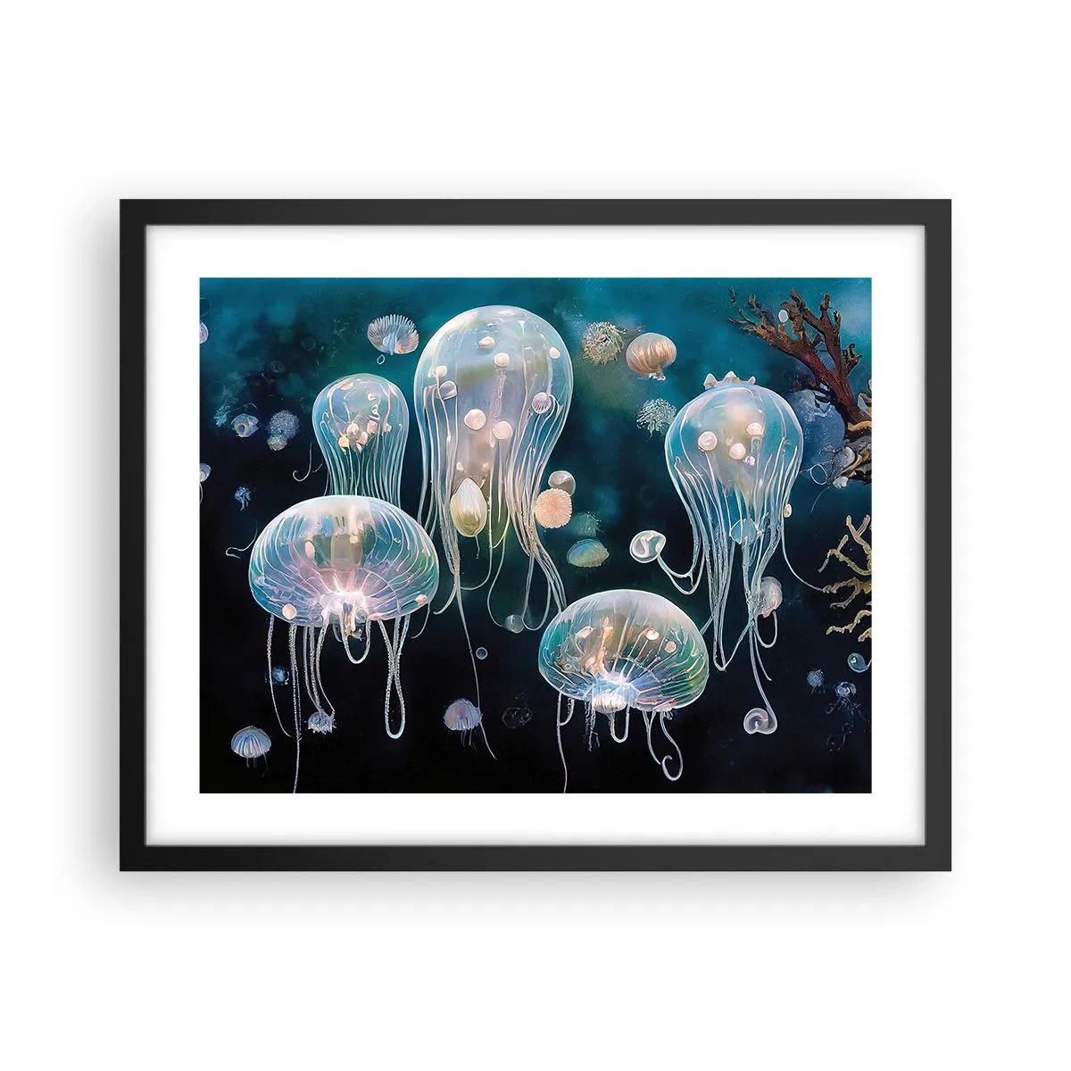 Poster in einem schwarzem Rahmen - Unterwasserball - 50x40 cm