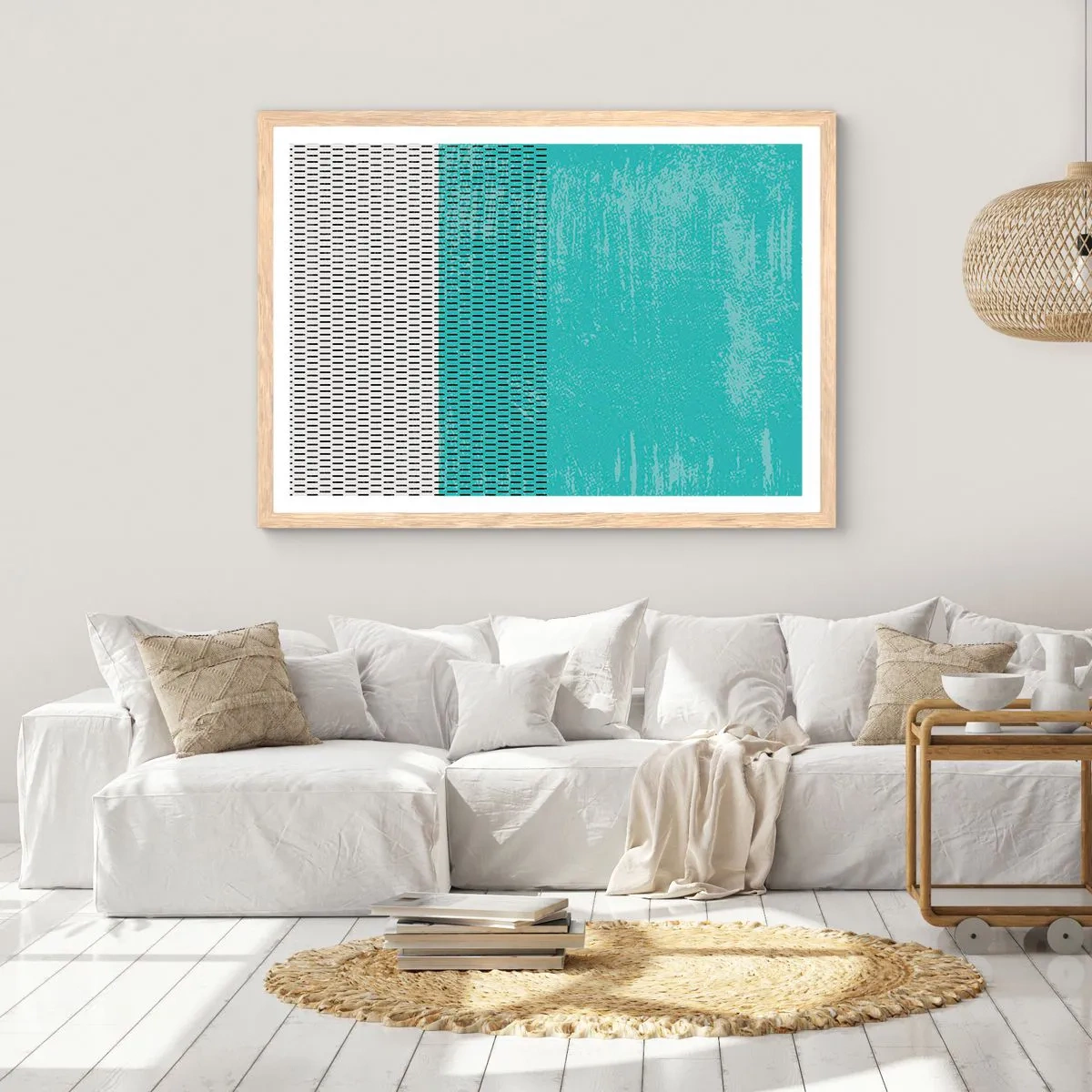 Poster in einem Rahmen aus heller Eiche - Eine ausgewogene Komposition - 70x50 cm