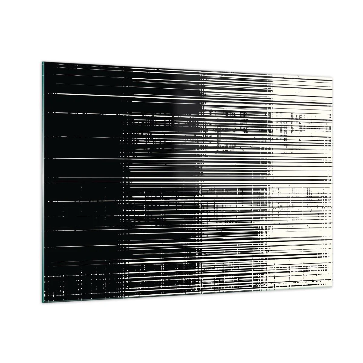 Glasbild - Bild auf glas - Schwarz-Weiß-Abstraktion mit horizontalen Linien, die einen Farbverlauf erzeugen - 100x70cm - Wellen und Vibrationen - Moderne Wanddekoration für Wohnzimmer und Schlafzimmer ARTTOR