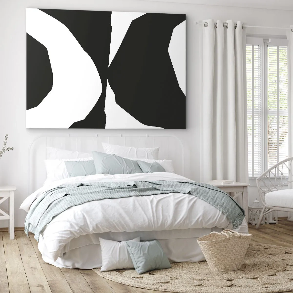 Bild auf Leinwand - Leinwandbild - Abstraktes Kontrastmuster in Schwarz und Weiß - 70x50cm - Positiv negativ - Moderne Wanddekoration für Wohnzimmer und Schlafzimmer ARTTOR