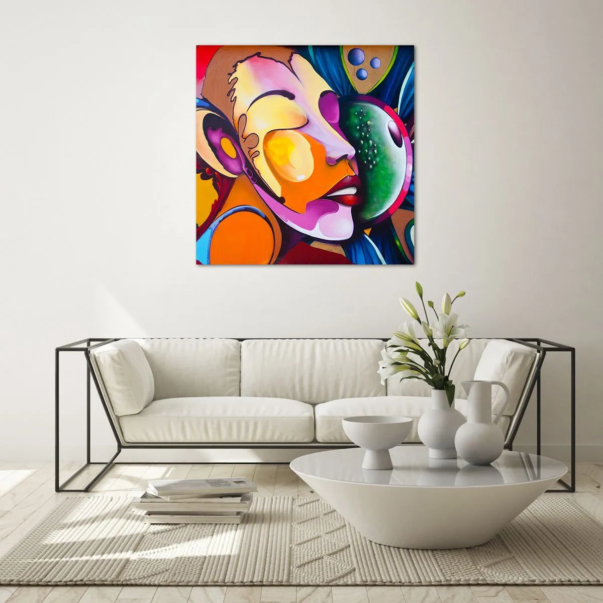 Glasbild - Bild auf glas - Mit Farbe berühren - 40x40 cm