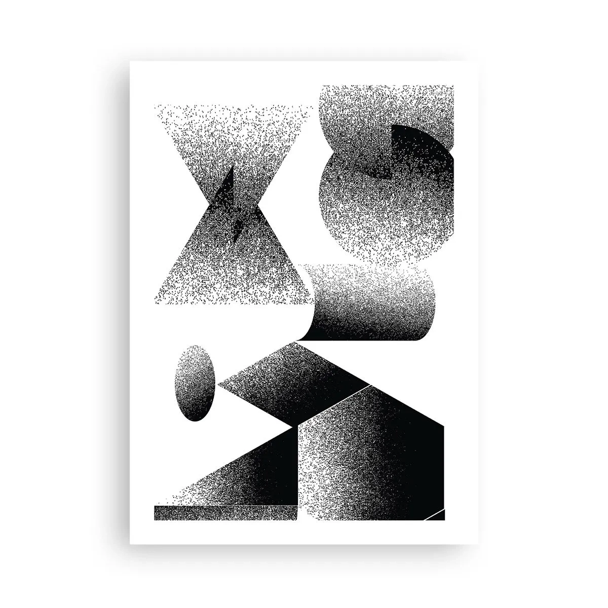 Poster - Abstrakte Komposition geometrischer Formen in Schwarz und Weiß - 50x70cm - Winkel und Ovale - Moderne Wanddekoration für Wohnzimmer und Schlafzimmer ARTTOR