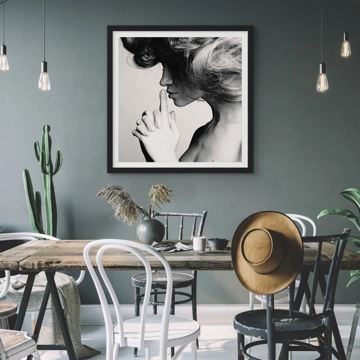 Poster in einem schwarzem Rahmen - Auf sich selbst hören - 40x40 cm