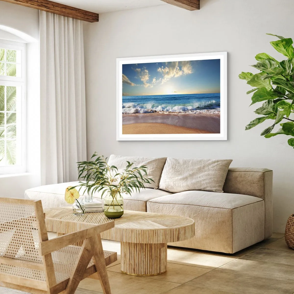 Poster in einem weißen Rahmen - Bewegung und Stille zugleich - 100x70 cm