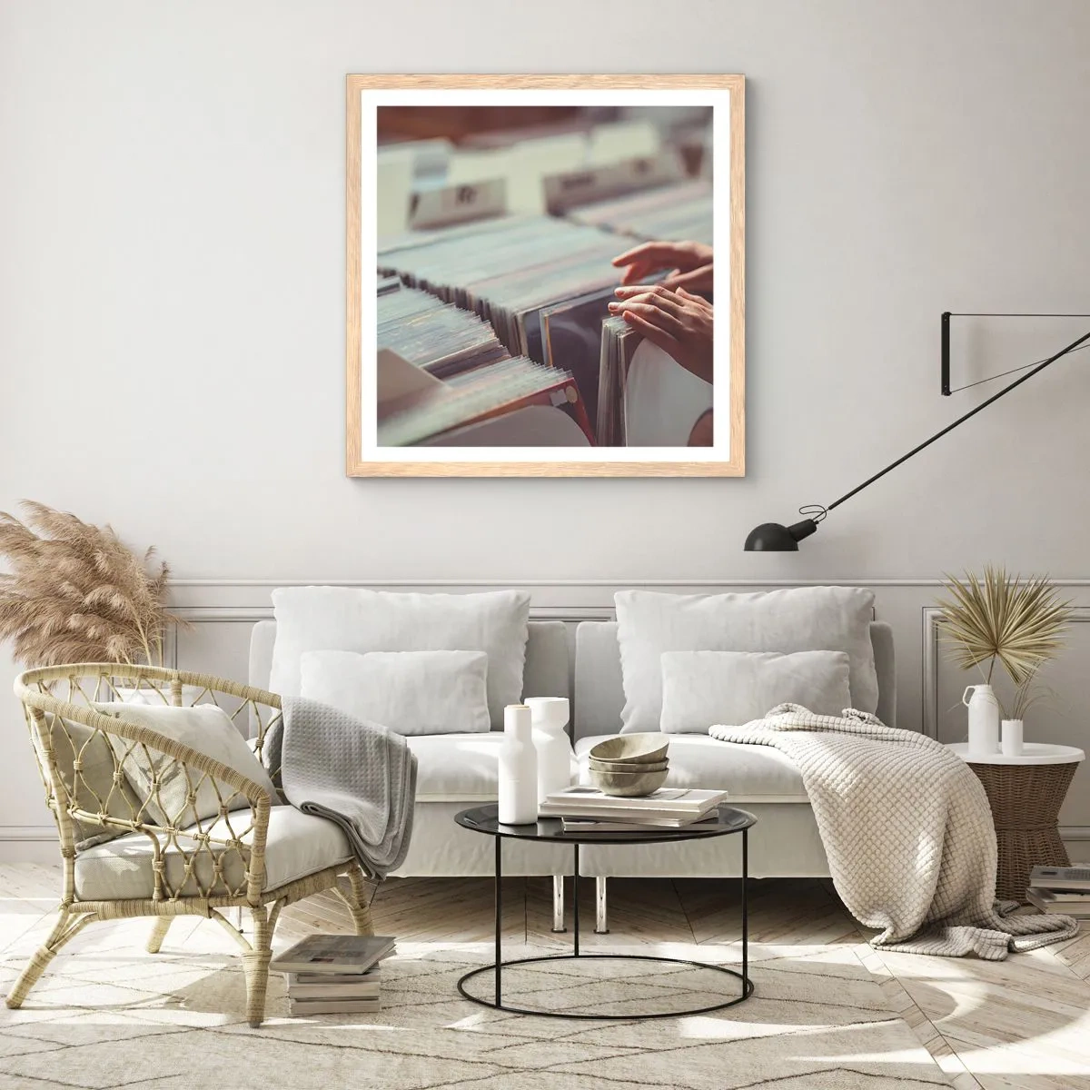 Poster in einem Rahmen aus heller Eiche - Auf der Suche nach Emotionen - 40x40 cm