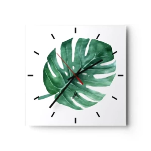 Wanduhr - Glasuhr - Grünes Konzept - 40x40 cm