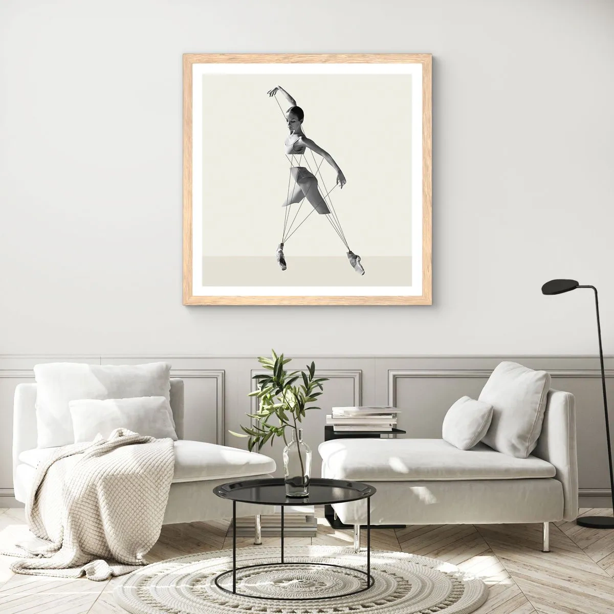 Poster in einem Rahmen aus heller Eiche - Im Theater der Welt - 60x60 cm