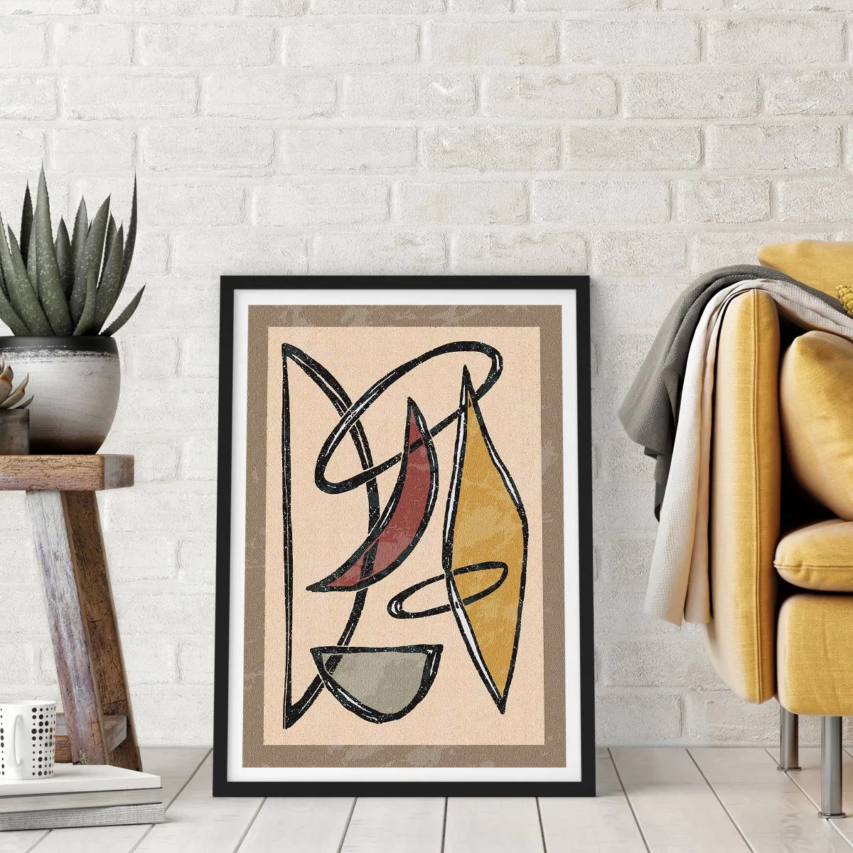 Poster in einem schwarzem Rahmen - Komposition – Bögen und Ovale - 70x100 cm