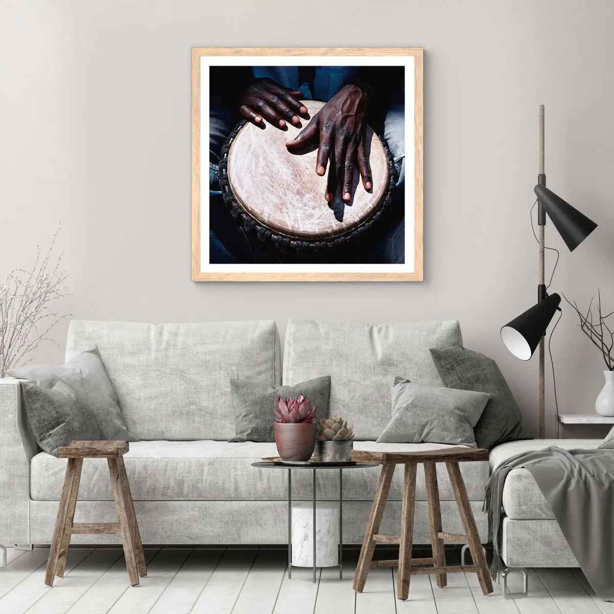 Poster in einem Rahmen aus heller Eiche - Lebe in deinem eigenen Rhythmus - 40x40 cm