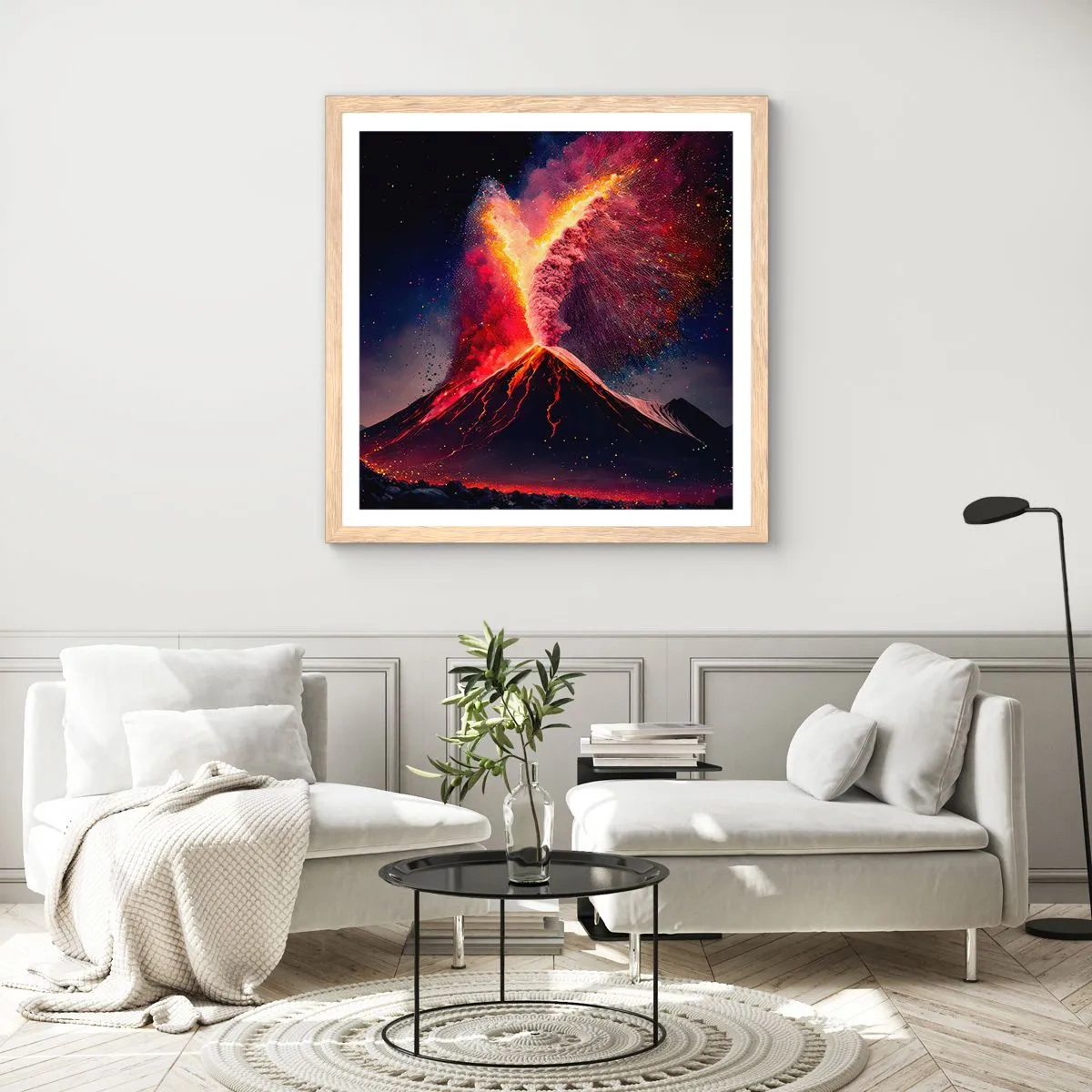 Poster in einem Rahmen aus heller Eiche - Schönheit und Horror - 60x60 cm