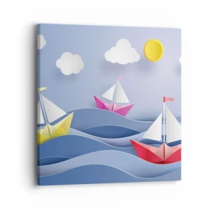 Bild auf Leinwand - Leinwandbild - Ach, wie schön ist es, in den Wellen zu schwingen - 40x40 cm