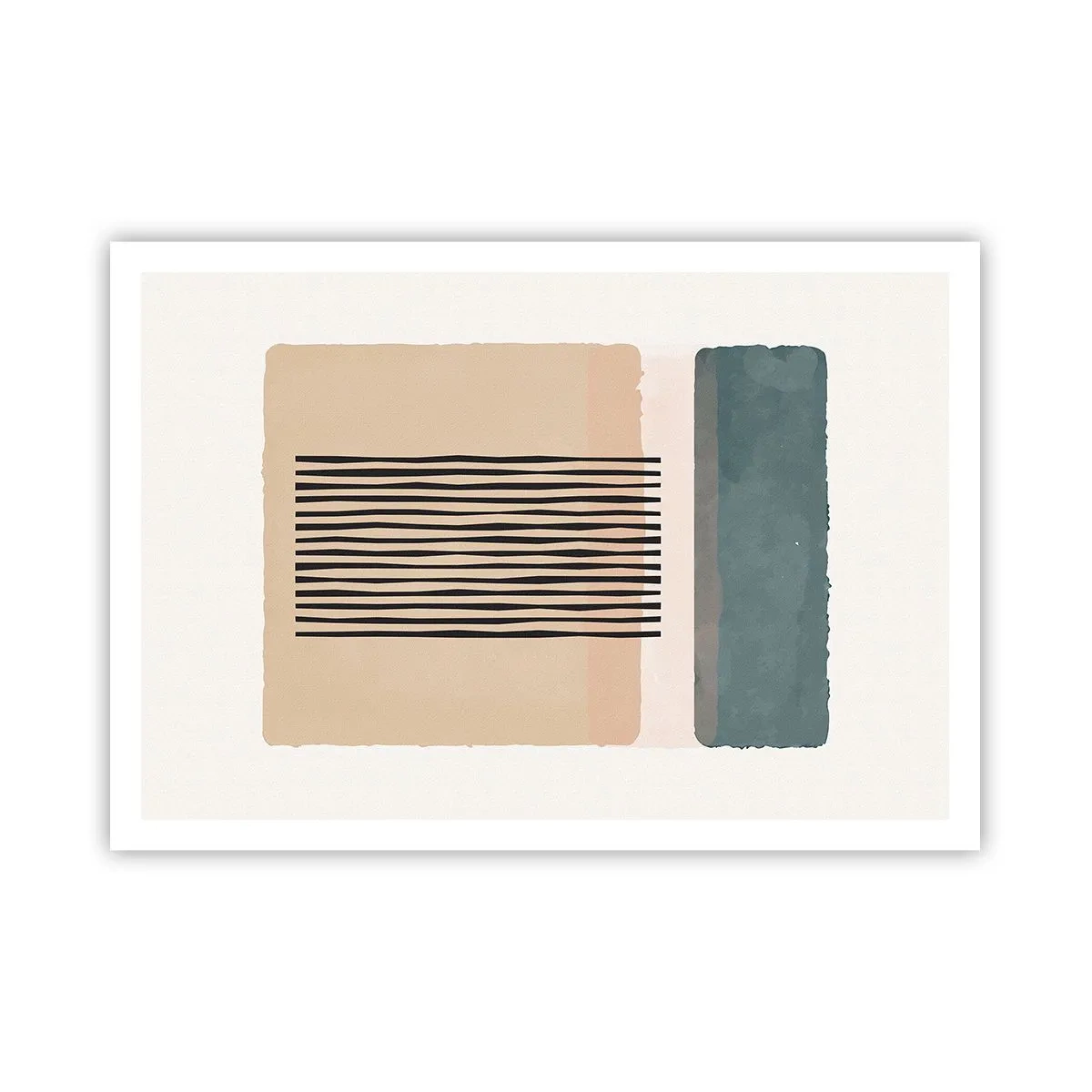 Poster - Minimalistische geometrische Formen in Beige- und Grüntönen - 100x70cm - Alles ist in Ordnung - Moderne Wanddekoration für Wohnzimmer und Schlafzimmer ARTTOR