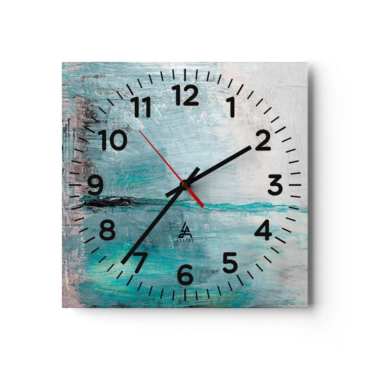 Wanduhr - Glasuhr - Horizontal in Blau - 30x30 cm